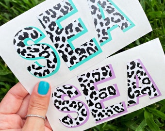 Leopard Print Monogram, Monogram Decal, Monogram Car Decal, Yeti Decal, Monogram Sticker, Car Decal, Cheetah Print Monogram, Decals for Her