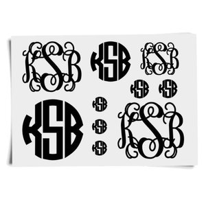 Monogram Decals, Sheet Of Monograms, Monogram Bundle, Monogram Stickers