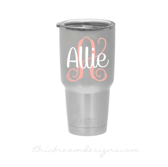 Custom Personalized Vine Monogram Initial Vinyl Decal Bumper Sticker for  Cars, Yeti Cup, Tumblers, Laptop (3x3.5)(16 Colors)