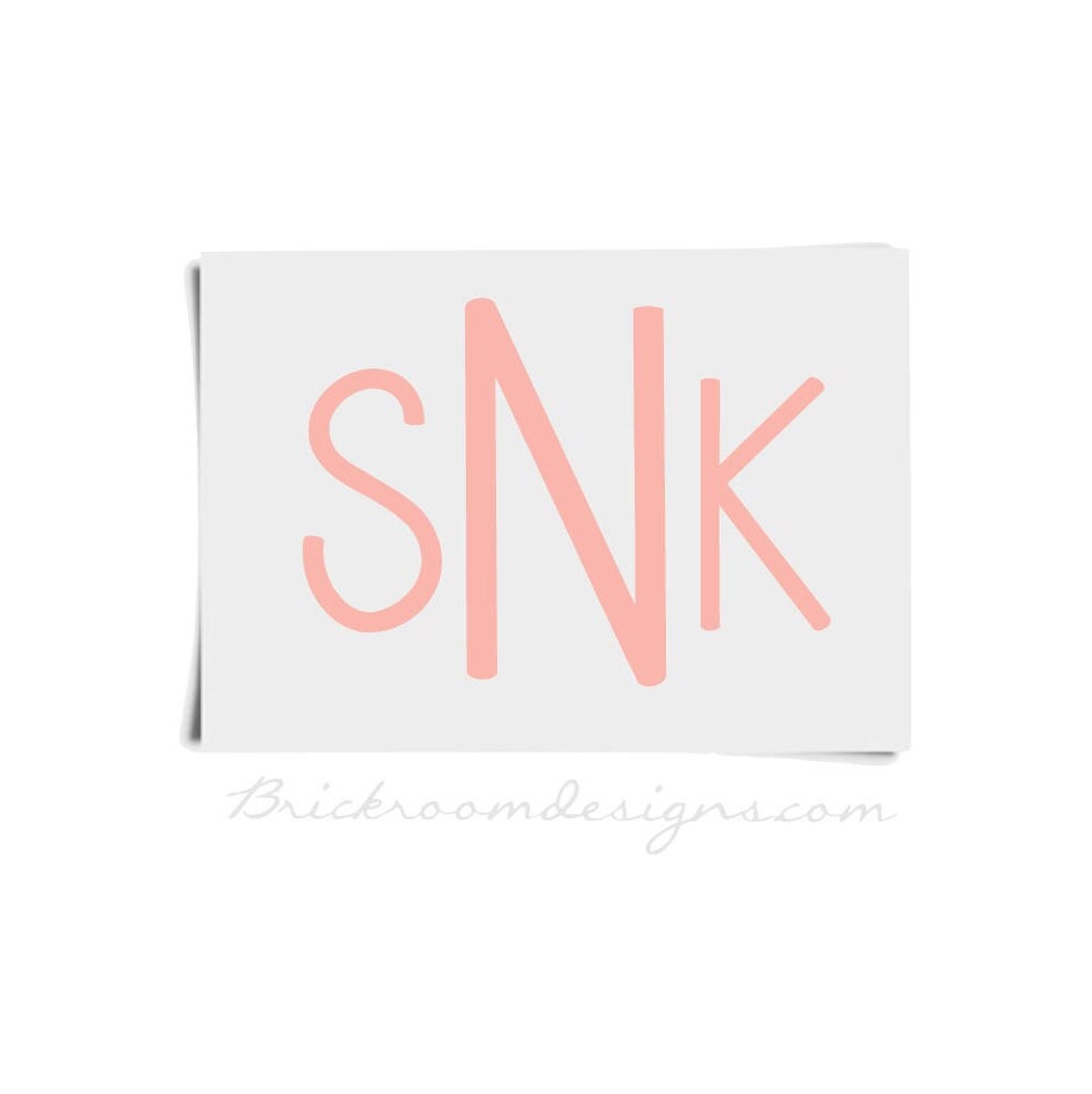 Monogram Sticker - Laptop Monogram - Vinyl Decal - Monogram Decal - Car ...