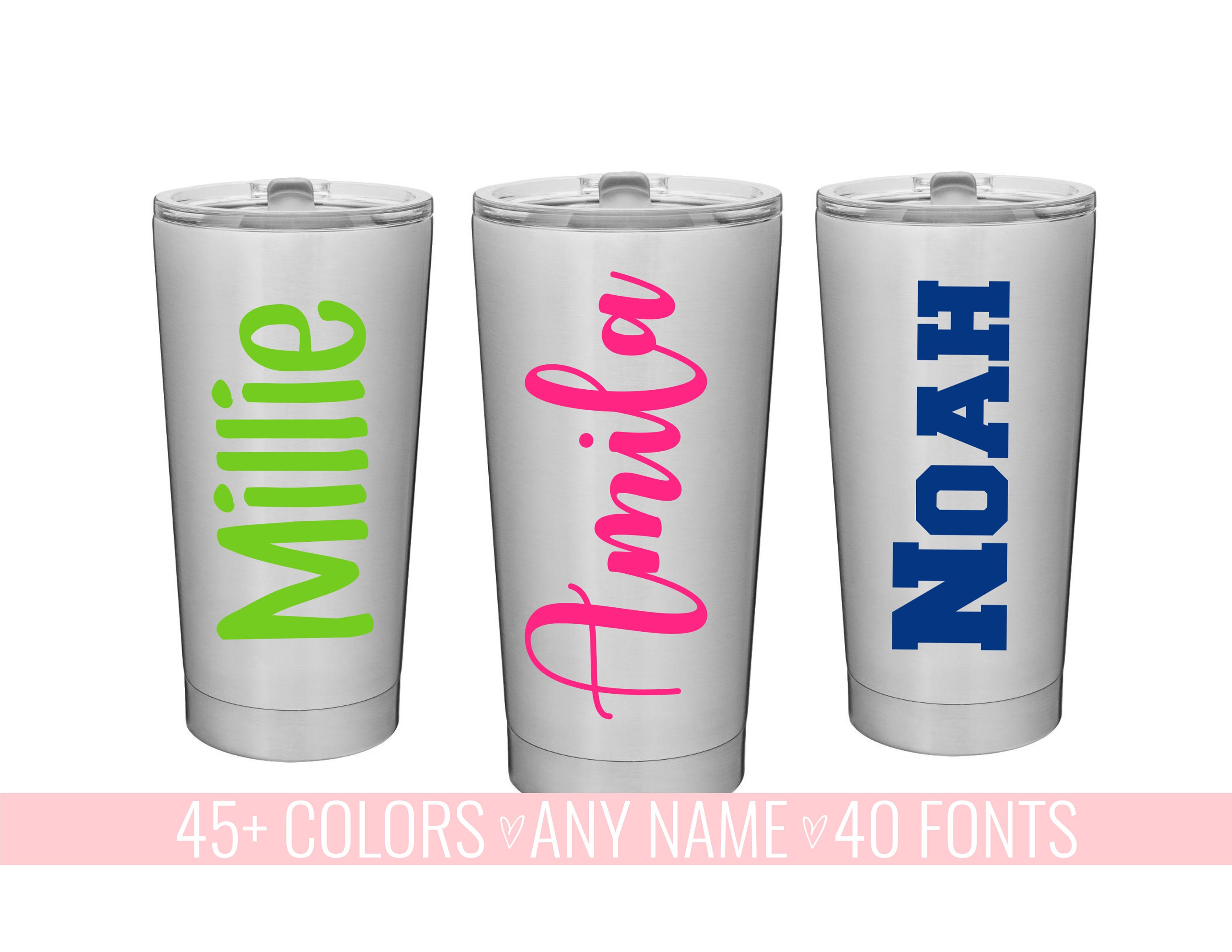 Floral Name Decal Yeti Tumbler Laptop Phone Car 