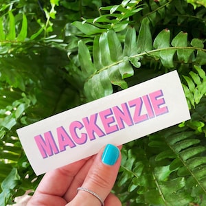 Name Decal, Double Layer, Monogram Decal, Vinyl Name Decal, Name Stickers, Luggage Sticker, Waterproof Name Label, Shadow Name Decal