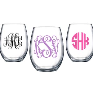 Monogram Decal for Wine Glass, Monogram Stickers, Vinyl Decal, Tumbler Decal, Bridesmaid Proposal,Wedding Party Gift *Cups NOT included*