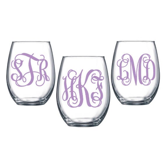 Monogram Decal, Name Initial Decals for Tumblers, Wine Glasses, Water  Bottles and more