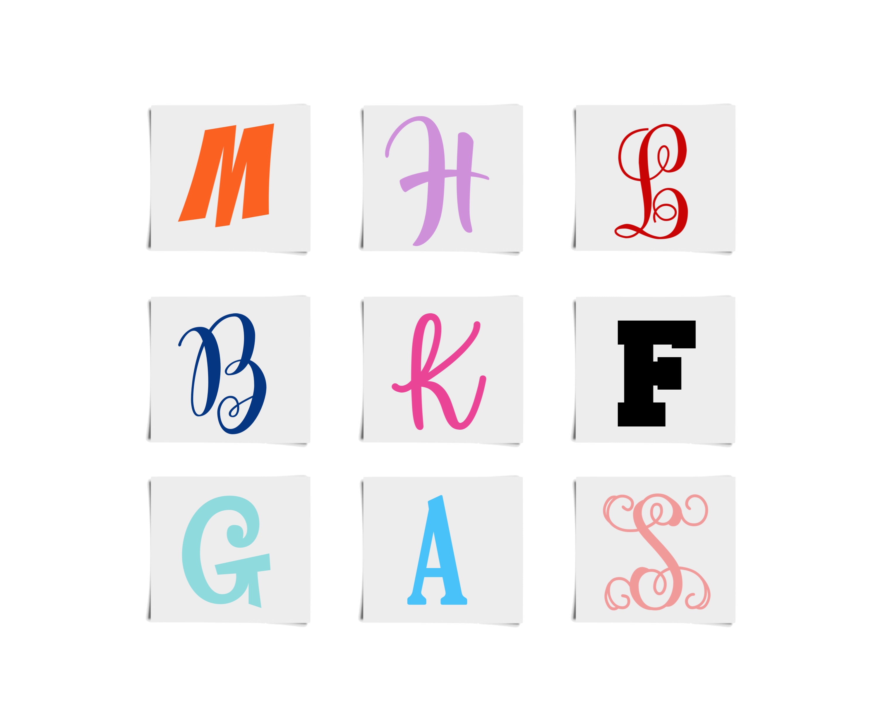 Single Letter Labels Vinyl Letter Decal, Single Letter Monogram Decal, Initial Decal, Single ...