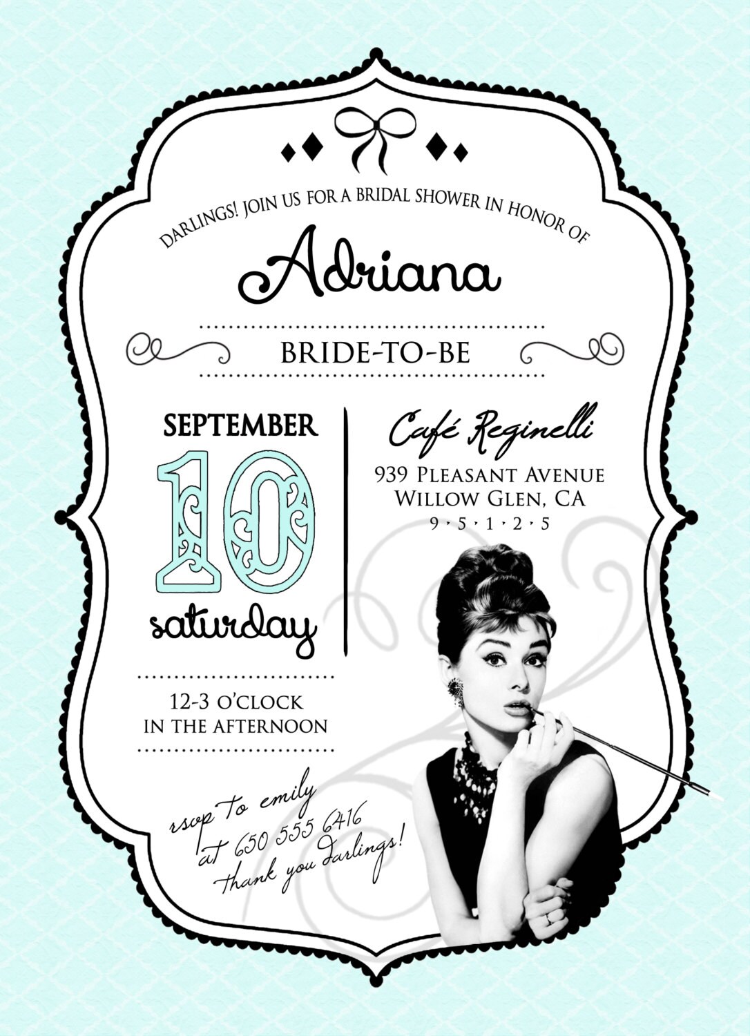 Breakfast at Tiffanys Bridal Shower Invitation 5x7 Digital Printable ...