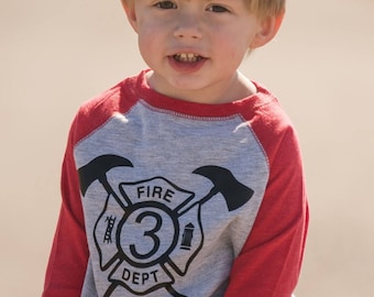Fireman 3rd Birthday Shirt | Fire Truck Party Tee for Boys | Firefighter Themed Celebration Top