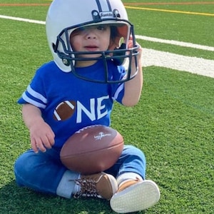 ONE Football 1st Birthday Shirt – Baby Boy First Birthday Outfit – Toddler Football Theme Birthday Tee – Game Day Birthday Shirt