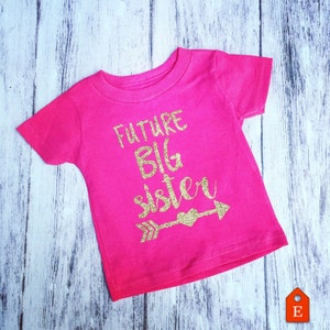 Future Big Sister T-Shirt: Glitter Pregnancy Reveal Gift for Sibling Announcement
