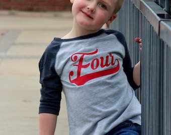4th Birthday Boys Party T-Shirt, Vintage Baseball Little Slugger Theme - Available In ALL Ages!