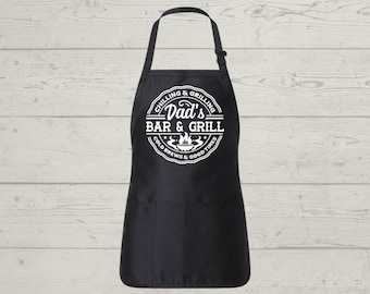 Dad's Bar & Grill Apron: Funny BBQ Grill Master Gift