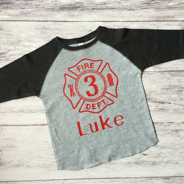 3rd birthday Fire man birthday shirt, Fireman Party, Firetruck Birthday, Boys Birthday Gift