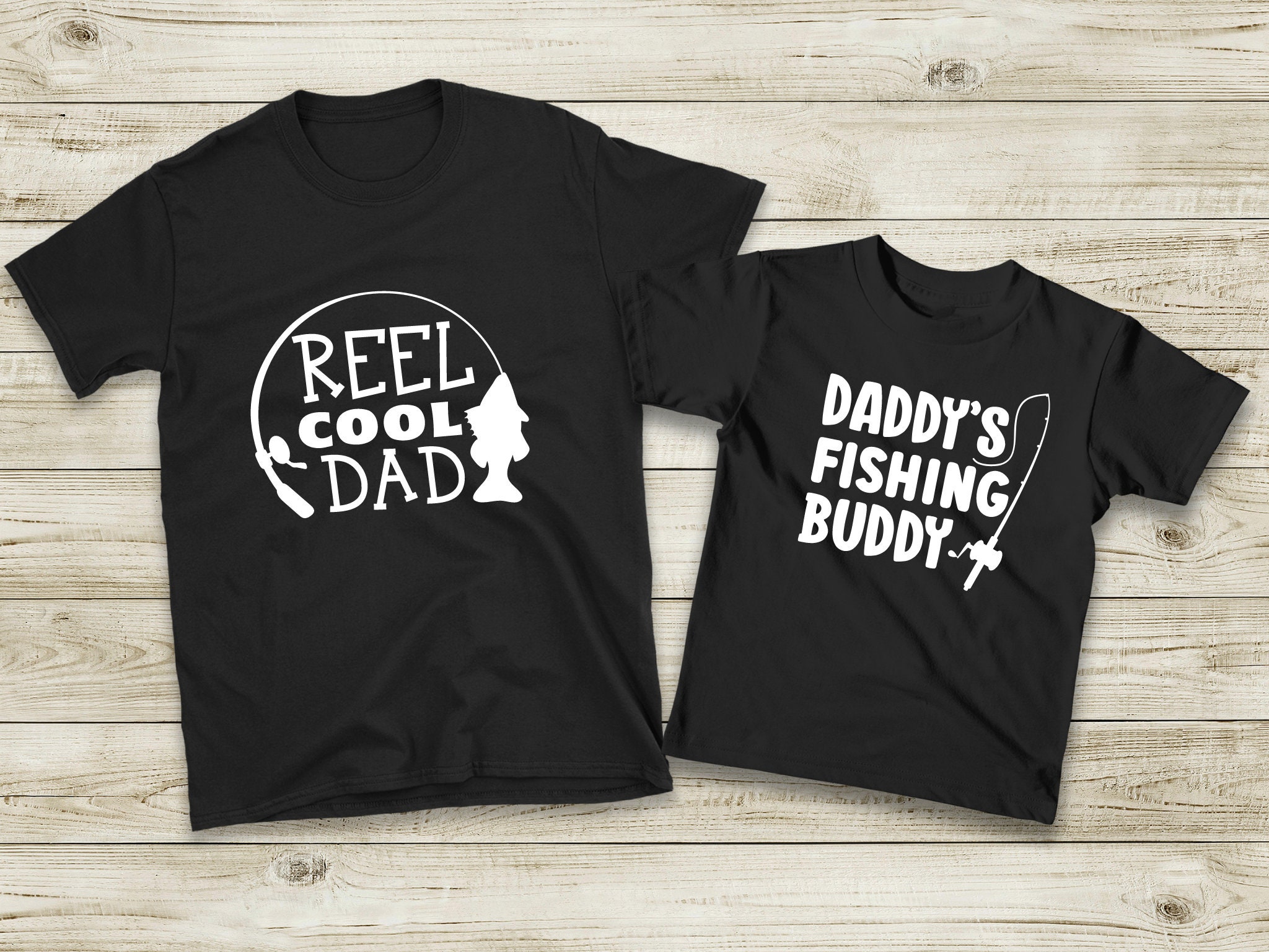 Reel Cool Dad and Fishing Buddy Shirts, Matching Father's Day Set, Gift for Dad