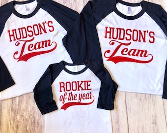 Rookie of the Year 1st Birthday Family Baseball Shirts, Mom and Dad Rookie of the Year Shirts