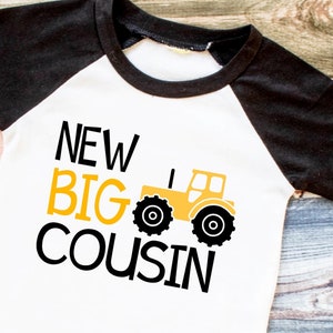 Big Cousin Tractor Shirt – Promoted to Big Cousin Shirt – Farm Theme Cousin Reveal Tee – Tractor Pregnancy Announcement Outfit for Kids