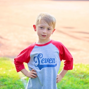 7th Birthday Baseball Shirt | Seven Year Old Birthday Jersey Tee | Kids Baseball Party Outfit | Baseball Boy Birthday T-Shirt