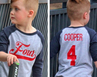 4th birthday Baseball sports shirt, Baseball Jersey Tee, Personalized gift for Boys, Sports Party Shirt