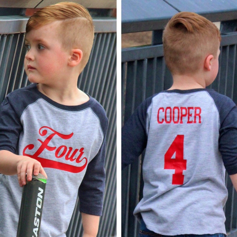 4th birthday Baseball sports shirt, Baseball Jersey Tee, Personalized gift for Boys, Sports Party Shirt image 1