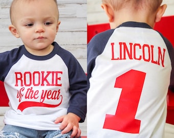 Personalized Rookie of The Year 1st Birthday Baseball Shirt