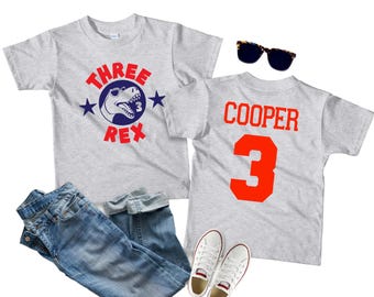 Three Rex 3rd Birthday Shirt: Personalized Dinosaur Party Tee
