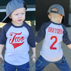 Toddler Boy Birthday Shirt Baseball Jersey Kids Outfit 2nd 3rd 4 Year Old Birthday T-Shirts