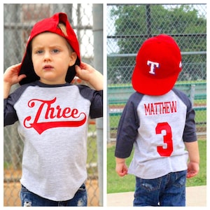 3rd birthday Sports Jersey Shirt, Gift for Boys, Baseball Birthday