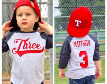 3rd birthday Sports Jersey Shirt, Gift for Boys, Baseball Birthday