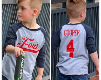 4th birthday Baseball sports shirt, Baseball Jersey Tee, Personalized gift for Boys, Sports Party Shirt