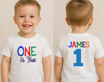 One is Fun Birthday Shirt – Polka Dot Primary Colors 1st Birthday Outfit – Confetti First Birthday Tee
