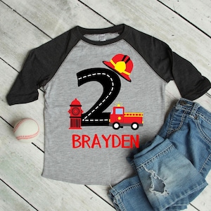 2nd Birthday Fireman Shirt – Sound the Alarm I’m 2 Tee – Toddler Fire Truck Birthday Shirt – Boys Firefighter Party Outfit