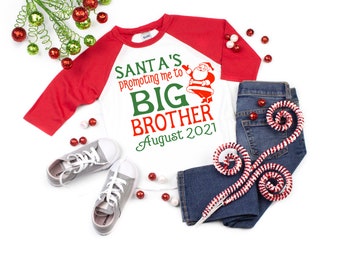 Christmas Pregnancy Announcement shirt, Promoted To Big Brother shirt, pregnancy announcement shirt, soon to be big brother shirt