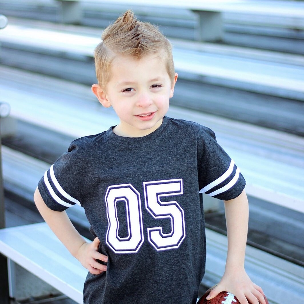 5th Birthday Football Shirt | Five Year Old Birthday Jersey Tee | Touchdown Sports Theme Party Outfit | Football Boy T-Shirt