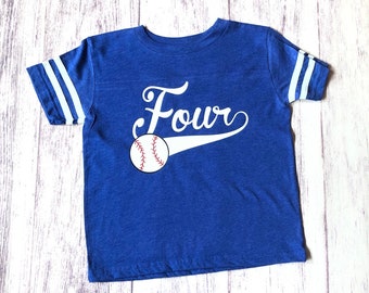4th Birthday Baseball Shirt – Fourth Birthday Boy Sports Tee – Baseball Party Outfit – Personalized Kids Baseball Birthday Shirt