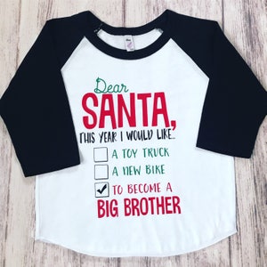 Big Brother Christmas Pregnancy Announcement shirt: Santa's Promoting me to Big Brother!