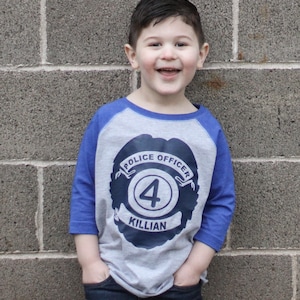 4th Birthday Police Officer Shirt – Toddler Cop Birthday Tee – Fourth Birthday Patrol Outfit – Personalized Police Theme Shirt