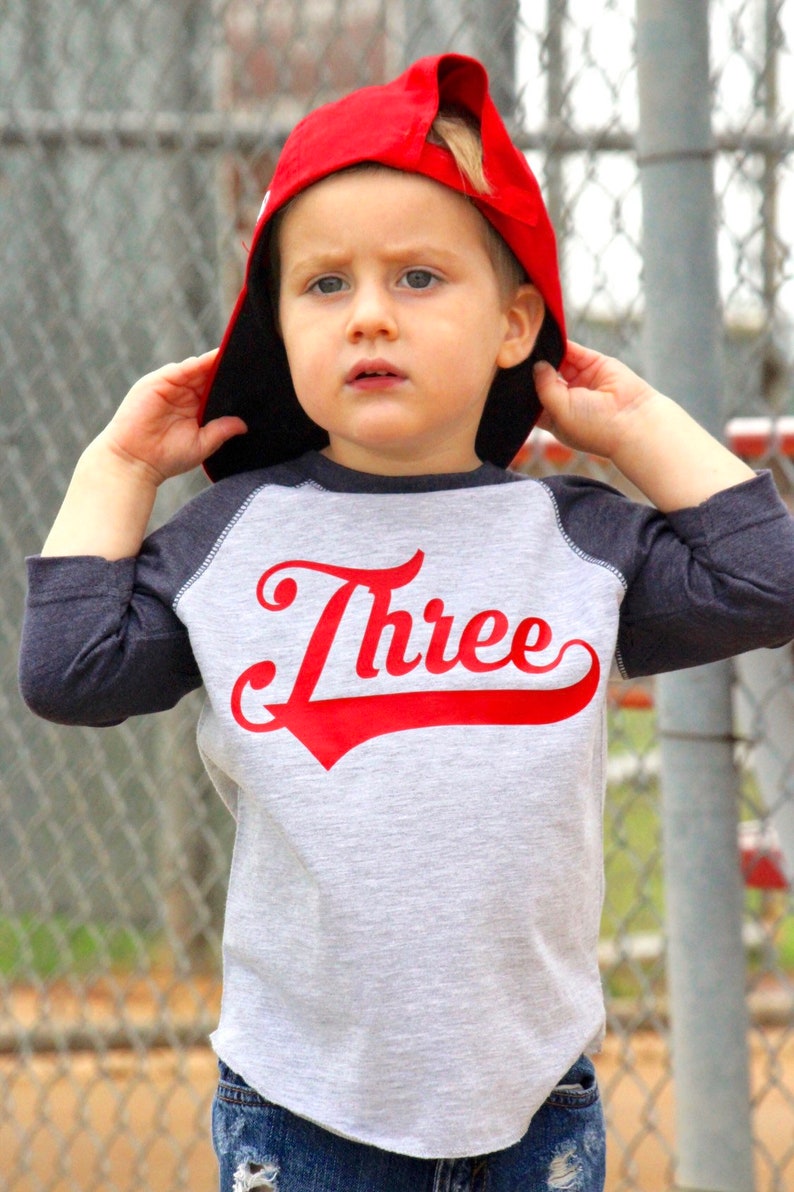 3rd birthday Sports Jersey Shirt, Gift for Boys, Baseball Birthday image 2