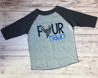 Fournado Shirt, Boys 4th birthday shirt, Tornado Birthday
