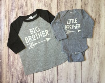 Matching Big Brother Little Brother Outfit: Baby Announcement Raglan Tees