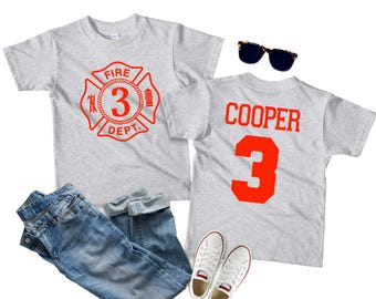 3rd Birthday Fireman T-shirt: Firefighter Party Shirt