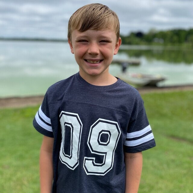 5th Birthday Football Shirt | Five Year Old Birthday Jersey Tee | Touchdown Sports Theme Party Outfit | Football Boy T-Shirt