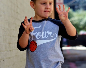 4th Birthday Basketball Shirt – Slam Dunk Four Shirt – Toddler Boys Basketball Birthday Tee – Age 4 Sports Party Outfit