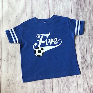 5th Birthday Soccer Shirt – Boys Soccer Birthday Tee – I’m 5 and I Kick It Shirt – Fifth Birthday Outfit for Kids