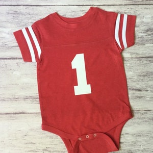 Boys First Birthday Football Jersey Shirt – ONE Cake Smash Outfit – 1st Birthday Sports Theme – Toddler Football Party Tee