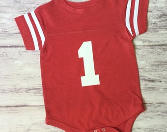 Boys First Birthday Football Jersey: Cake Smash Outfit