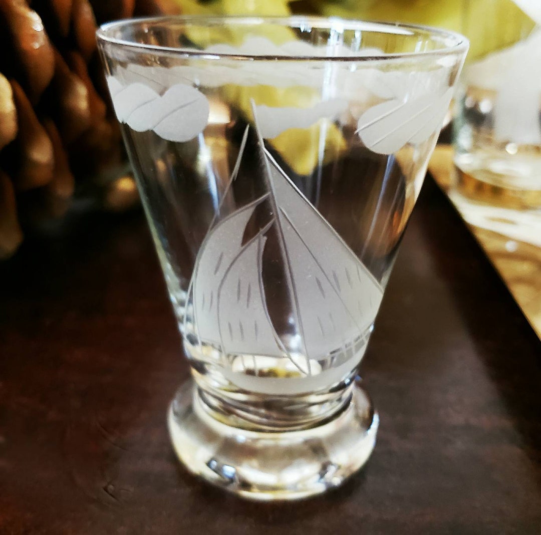 Vintage Doubleshot Glasses, Art Deco, Sailboats Etsy