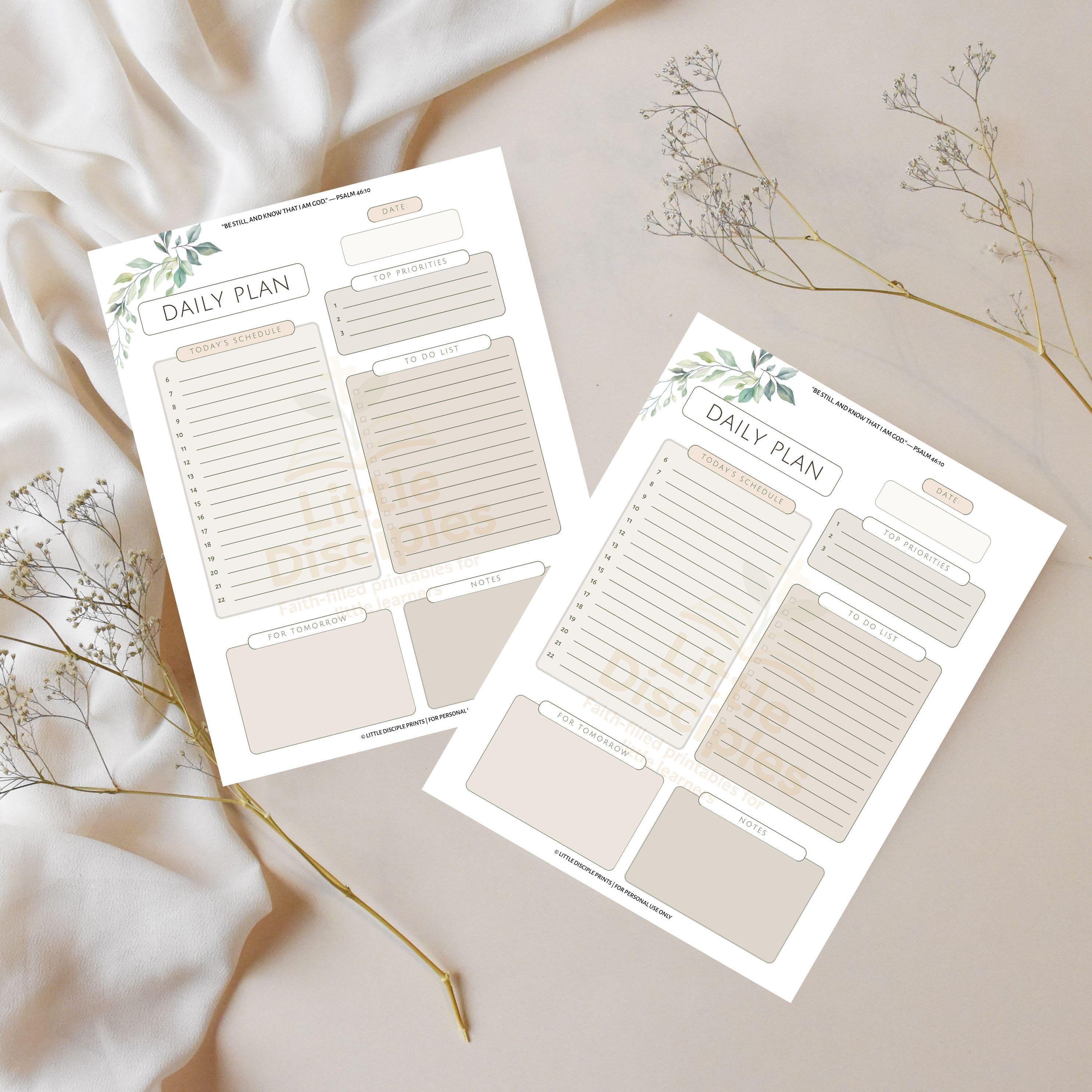 Daily Scripture Planner Christian Daily Planner Printable | Beige Minimalist Bible Verse (PDF ...