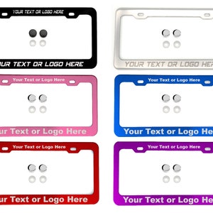 Custom License Plate Frame Laser Engraved on High Quality Anodized Aluminum ( with 2 free screw caps )