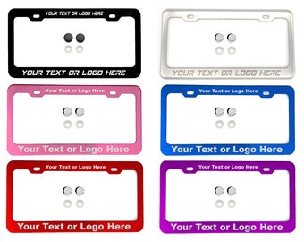 Custom License Plate Frame Laser Engraved on High Quality Anodized Aluminum ( with 2 free screw caps )