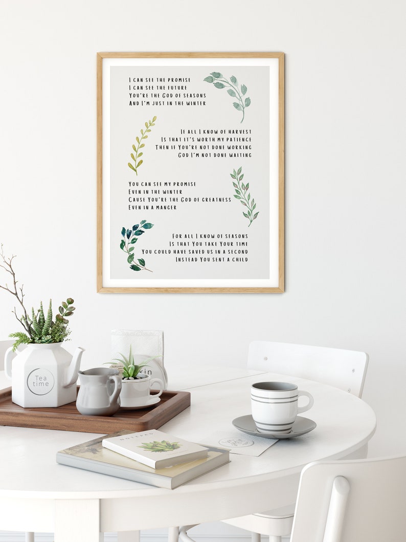 Seasons by Hillsong Worship Song Lyric Art Print Etsy