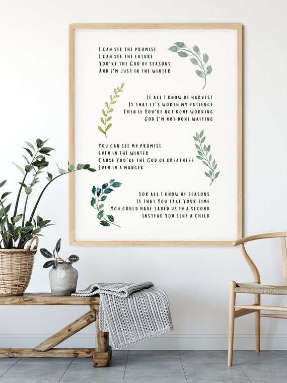 Seasons by Hillsong Worship Song Lyric Art Print Etsy